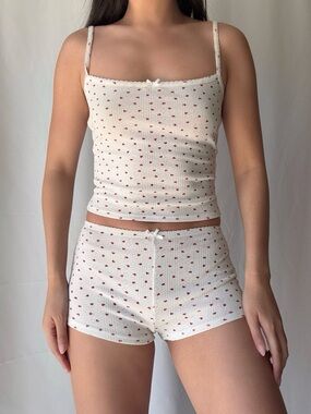 Garage Ribbed Heart PJ Short Heart Set